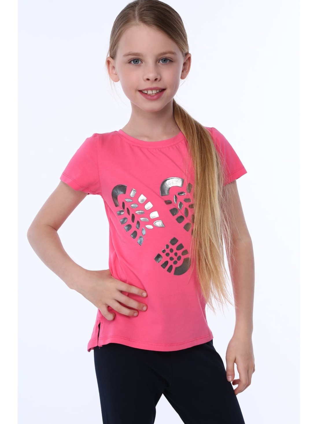 Tricou fete cu amprente, amarant NDZ8254 - Magazin online - Boutique